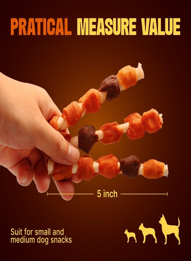 أم-بيتس مكافآت الكلاب من إم-بيتس، 5 نكهات، وجبات خفيفة على شكل كباب، مضغ طويل الأمد، مصنوعة من لحم الدجاج والبط المجفف الحقيقي، 18 قطعة من أعواد الجلد الخام - Image 4